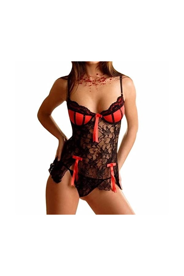 NYZABDL Femmes Porno Vêtements de Nuit Lingerie Sexy Dentelle sous-Vêtements Vêtements de Sexe Babydoll Érotique Robe Transpa