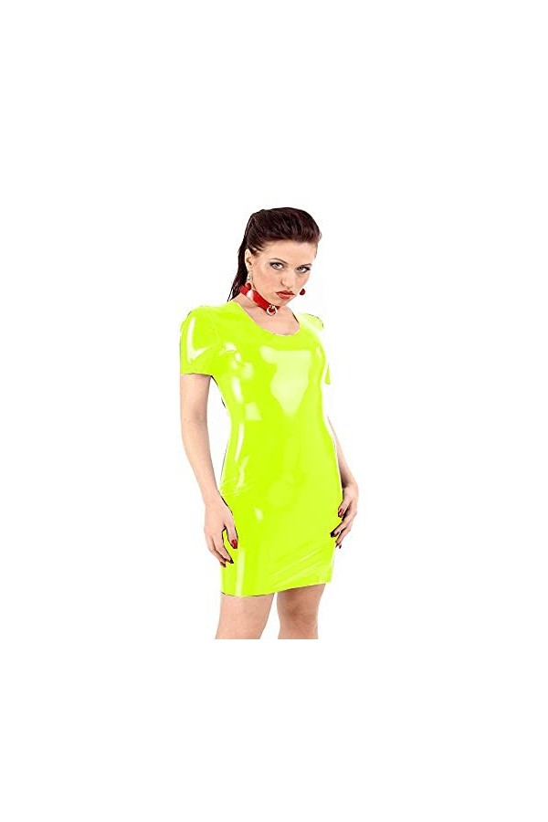 UUKR Femmes Modycon Robe Sexy Look humide PVC En Cuir Dress Robe Clubwear Back Ferche Zipper Robe Brillant Costumes Plus Tail