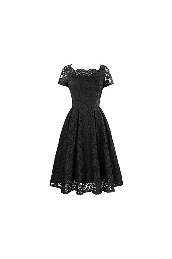 CHYSP Robes de soirée Robes élégantes pour Femme mi-Longueur Mince Noire Sexy Dentelle Creuse de Dentelle Casual Sexy Confort