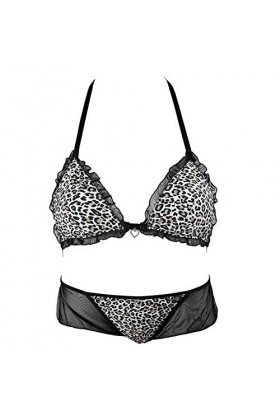 WFAR Sexy Charm Léopard Print Strehest Strass Pendentif Trois Point Dames sous-vêtements Set Dames Costume séduisante J2129 