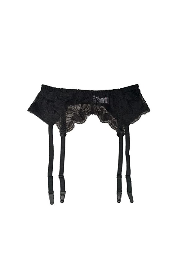 TONZN Porte-Jarretelles en Dentelle Noire avec nœud pour Femme, Bas, Accessoires de Lingerie Sexy Couleur : Noir, Taille : L