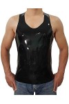 Fait À La Main Black Mens Fetish Exotic Latex Rubber Gummi Tank Tops Undershirt,Argent,XXL