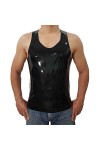 Fait À La Main Black Mens Fetish Exotic Latex Rubber Gummi Tank Tops Undershirt,Argent,XXL