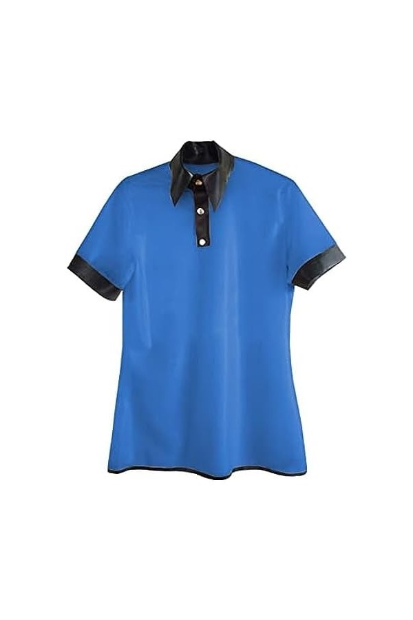 IDOBLO Haut À Manches Courtes en Latex Bleu Marine Et Noir Unisexe en Caoutchouc 0,4 Mm,Dames Bleu,XS