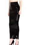 ANTIY Jupes Longues en Latex Noires Sexy Fendues À Larrière en Caoutchouc,Noir,3X-Grand