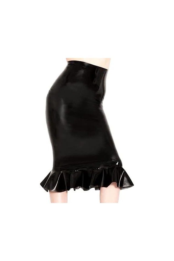 ANTIY Jupe Latex Femme Jupe Crayon Latex Taille Haute,Noir,XX-Grand