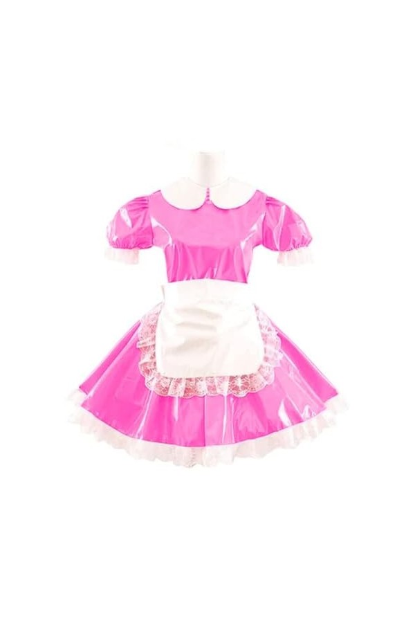 Sweet Women Summer Sissy Dress Short Sleeve Cosplay Costume Lady Leather Dresses Cute French Maid Mini Club Dress S-7XL