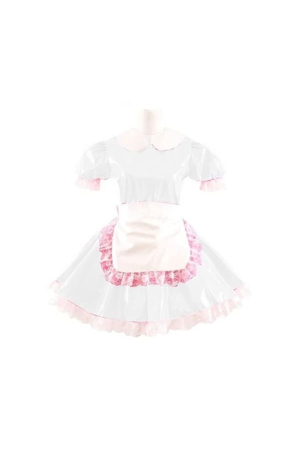 Sweet Women Summer Sissy Dress Short Sleeve Cosplay Costume Lady Leather Dresses Cute French Maid Mini Club Dress S-7XL