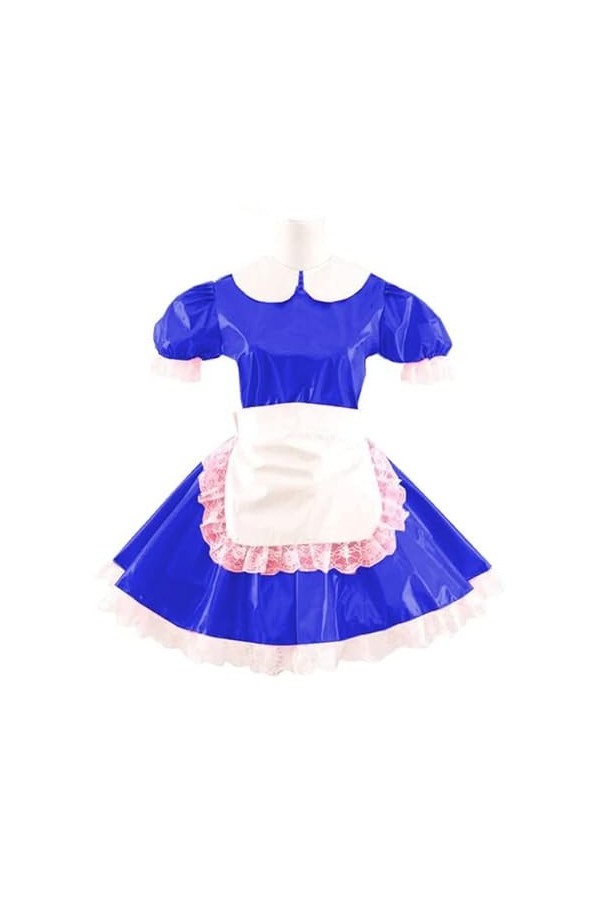Sweet Women Summer Sissy Dress Short Sleeve Cosplay Costume Lady Leather Dresses Cute French Maid Mini Club Dress S-7XL