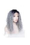 DUNEL Wig For Women Shoulder Length Kinky Curly Wig for Women Grey With Dark Roots Lace Front Costume Cosplay Wigs Beauty for