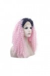 DUNEL Wig For Women Shoulder Length Kinky Curly Wig for Women Ombre Pink Dark Roots Costume Cosplay Lace Frontal Wigs Beauty 