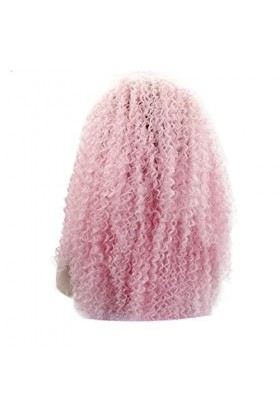 DUNEL Wig For Women Shoulder Length Kinky Curly Wig for Women Ombre Pink Dark Roots Costume Cosplay Lace Frontal Wigs Beauty 