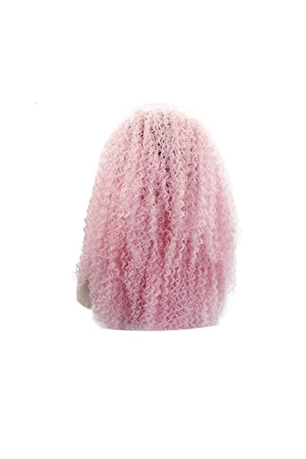 DUNEL Wig For Women Shoulder Length Kinky Curly Wig for Women Ombre Pink Dark Roots Costume Cosplay Lace Frontal Wigs Beauty 