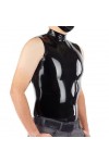 Haut classique en latex 100 % fait main pour homme, col haut, sans manches, en caoutchouc, noir, taille L