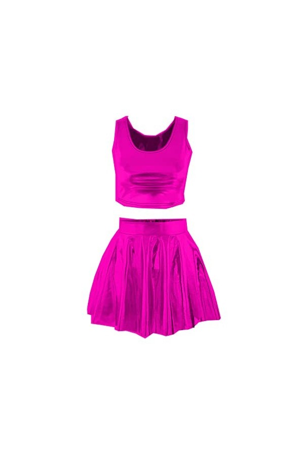 Mini robe dété 2 pièces tendance et sexy pour femme - En polyuréthane - Sans manches - Taille 7XL