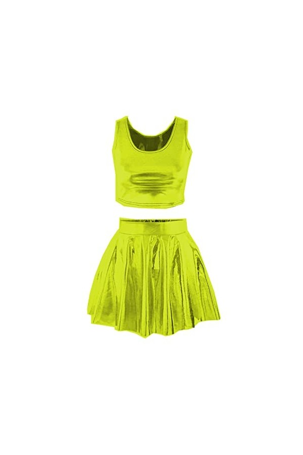 Mini robe dété 2 pièces tendance et sexy pour femme - En polyuréthane - Sans manches - Taille 7XL