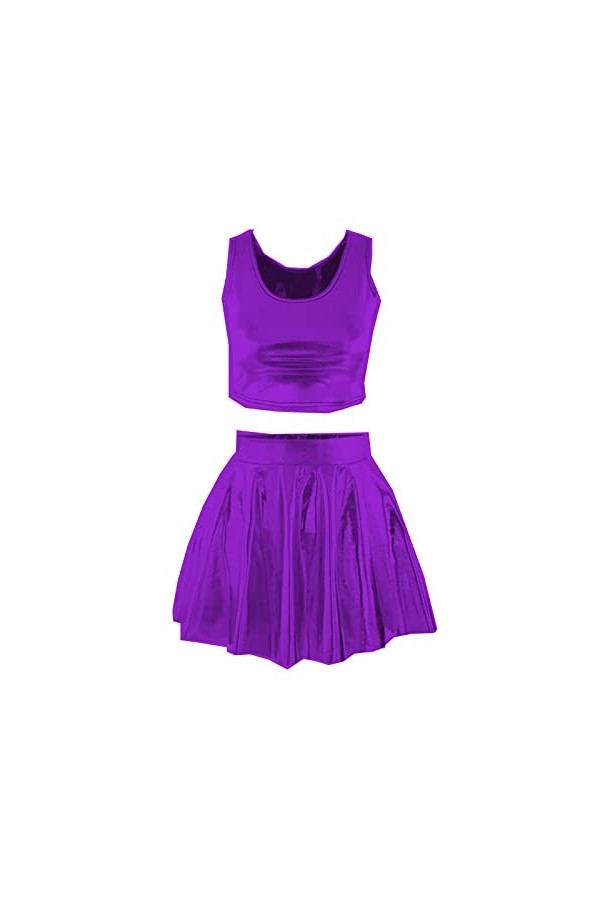 Mini robe dété 2 pièces tendance et sexy pour femme - En polyuréthane - Sans manches - Taille 7XL