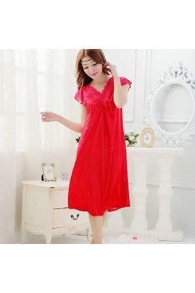 STRAW Femmes Rouge Dentelle Sexy Nightdress Girls Plus Taille Grand Taille Vêtements De Sleep Heargnown Night Shight Jupe Co