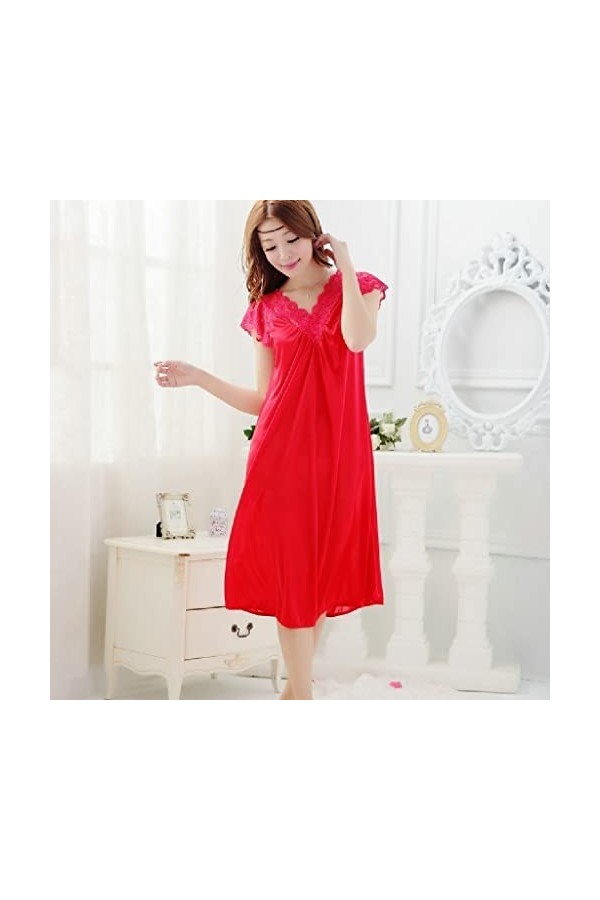 STRAW Femmes Rouge Dentelle Sexy Nightdress Girls Plus Taille Grand Taille Vêtements De Sleep Heargnown Night Shight Jupe Co