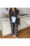 STRAW Automne Hiver Lâche Couple Pyjama Costume Plaid Maison Vêtements Plus La Taille Pantalon Pyjama À Manches Longues Chemi