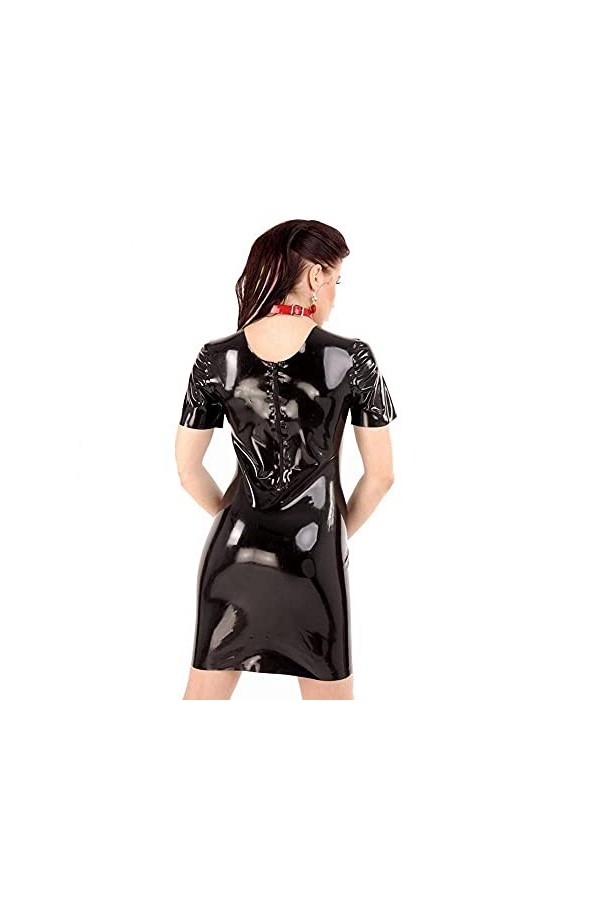 UUKR Femmes Modycon Robe Sexy Look humide PVC En Cuir Dress Robe Clubwear Back Ferche Zipper Robe Brillant Costumes Plus Tail