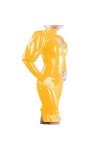 UUKR Plus Taille Taille Look humide Robe à glissière Robe à glissière Sexy Sexy PVC manches longues longueur genouillé Vestid