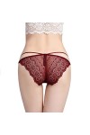 Culotte rayée pour femme - Grande taille - Culotte sexy en dentelle - Ruban en maille transparente - Sac à volants - Culotte 