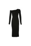 CHYSP Femme élégante Robe de soirée Robe irrégulière Sexy épaule Oblique épaule Fendue Sac Hauteur Robe de Taille Haute vêtem