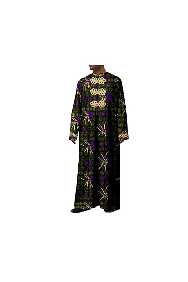 Manteaux longs Dashiki confortables Ankara à manches longues en dentelle Agbada pour homme