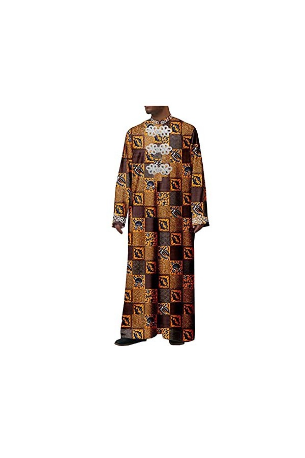 Manteaux longs Dashiki confortables Ankara à manches longues en dentelle Agbada pour homme
