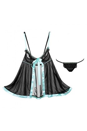 WFAR Sangle Sangle Elastic Tulle Nightdress Tulle Tuit Pantalons Studieurs Sexy sous-vêtements Mesdames Sanctionnés Séduiseur