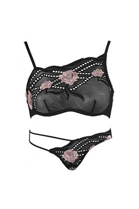 WFAR Ensemble de Dentelle brodée en Dentelle brodée à lépaule irrégulière en Dentelle Maille Soutien à la Dentelle Sexy Sexy