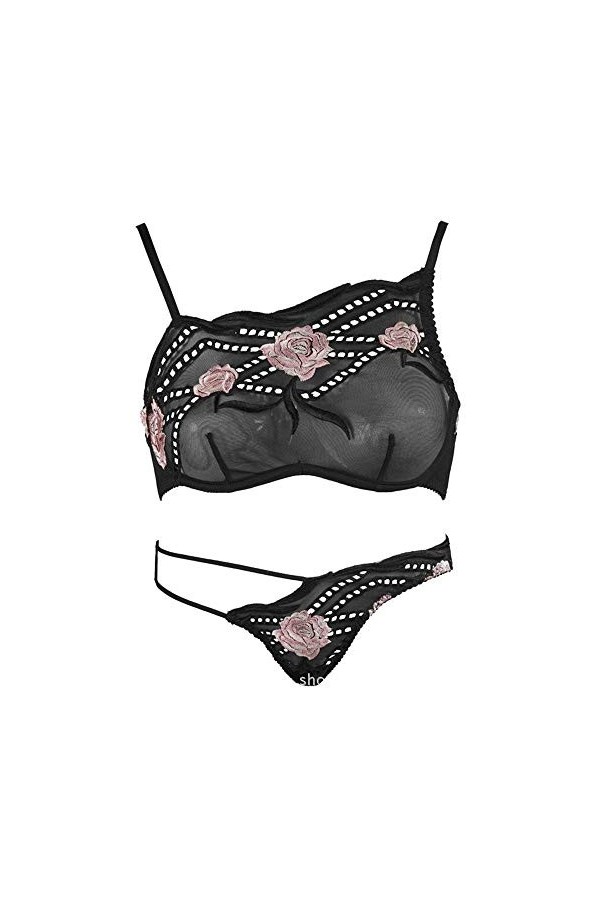 WFAR Ensemble de Dentelle brodée en Dentelle brodée à lépaule irrégulière en Dentelle Maille Soutien à la Dentelle Sexy Sexy