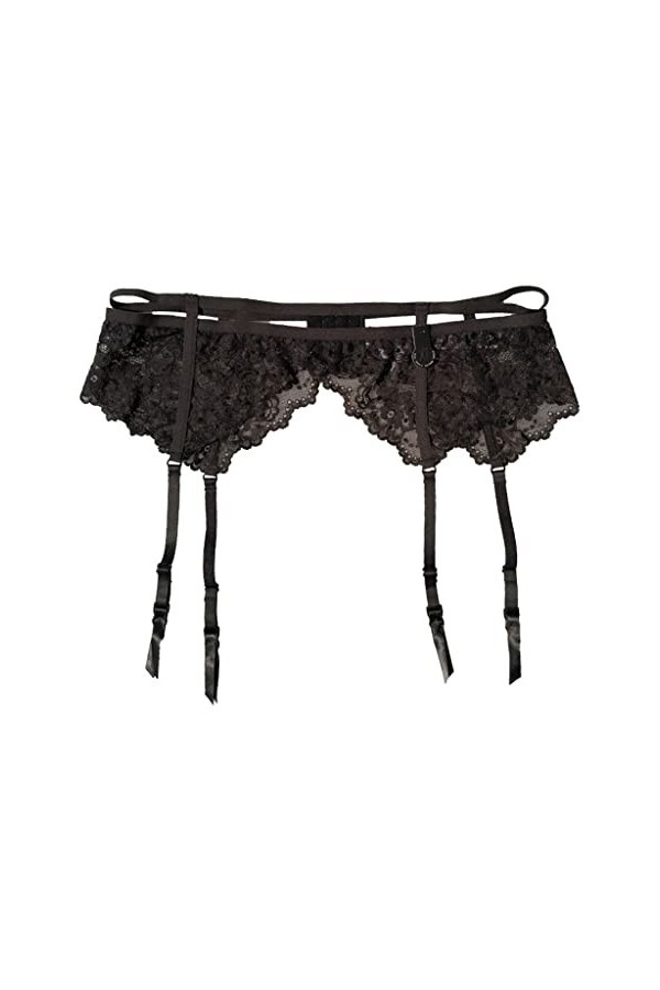 TONZN Porte-Jarretelles en Dentelle pour Femme, avec Boucle en métal, Bas Sexy, Lingerie Sexy Svart XL 
