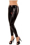 Pantalons En Latex Pour Femmes Noires Fabriqués À La Main Pantalons Longs En Caoutchouc Entrejambe Ouvert Sur Mesure,Noir,X-P