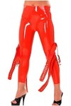 Leggings En Latex Sexy Rouges Avec Pantalons En Caoutchouc Blets Jeans Pantalons Bottoms,Rouge,X-Petit