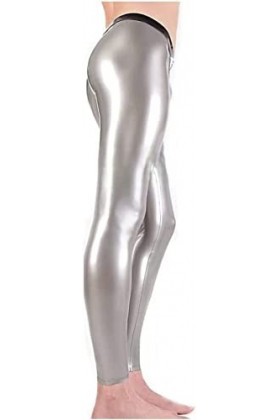 Pantalon En Latex Sexy Avec Garnitures Argentées Et Noires Avec Deux Fermetures À Glissière Ouvertes Pour Pantalons Leggings 