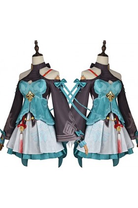 Foanja Qingque Déguisement Femme Cosplay Anime Honkai Star Rail Qingque Complets Jeux Uniformes et Accessoires Perruques pour