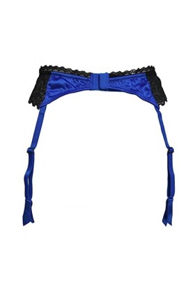 DLOETT Bleu Noir Dentelle Clips Métal Satin Nœud Femmes Porte-jarretelles Sexy pour Bas Bretelles Cadeau Lingerie Sous-vêteme