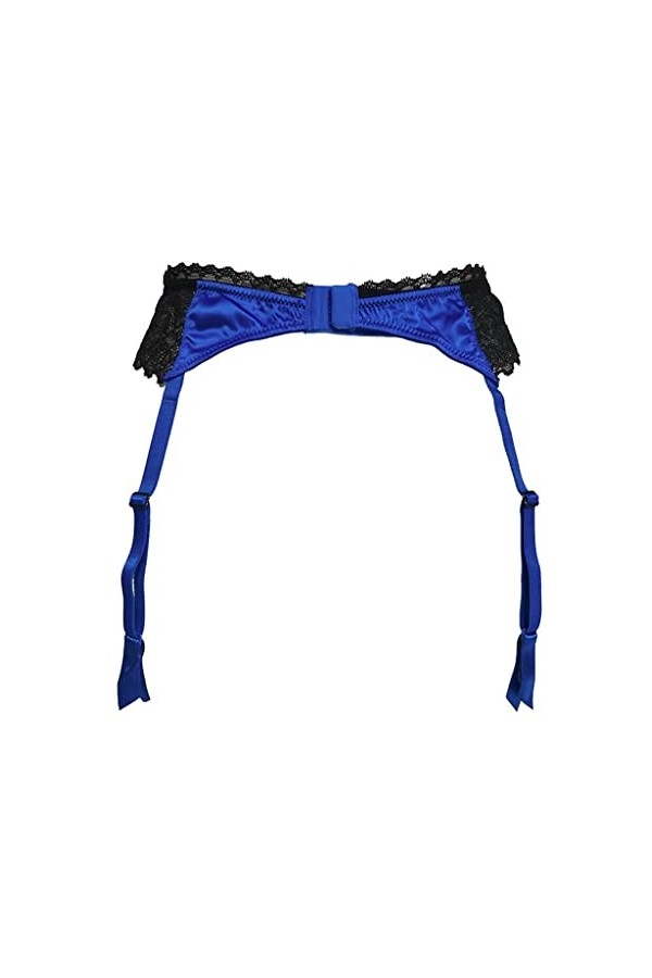 DLOETT Bleu Noir Dentelle Clips Métal Satin Nœud Femmes Porte-jarretelles Sexy pour Bas Bretelles Cadeau Lingerie Sous-vêteme