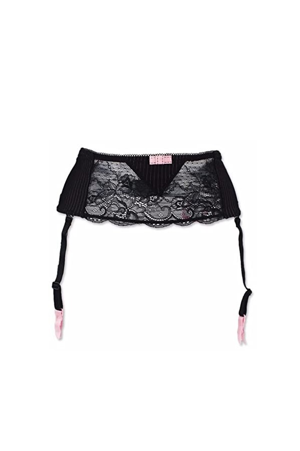 DLOETT Porte-jarretelles sexy en dentelle élastique avec bretelles amovibles pour bas Noir