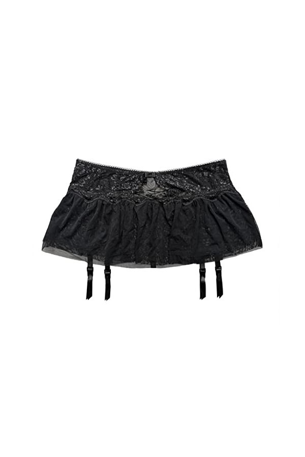 GJRFYJ Gauze de dentelle noire for femmes creux de bretelles amovibles Clips en métal Garter Garter Belt for Stockingsunderwe