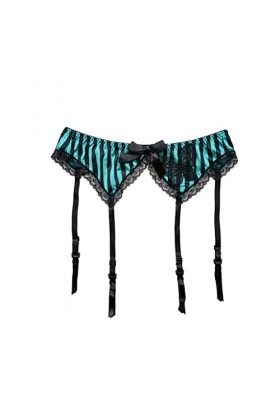 GJRFYJ Green Black Striped Dames Bow Lace Trim Butterfly Brodery Stockings Garter Sexy Lingerie Color : A, Size : One size 