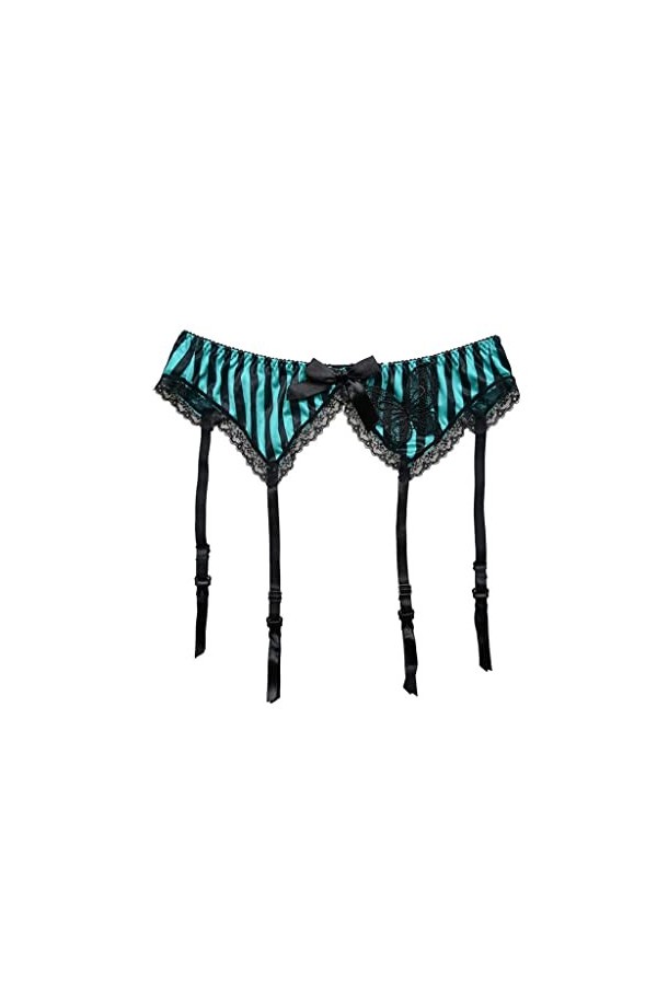 GJRFYJ Green Black Striped Dames Bow Lace Trim Butterfly Brodery Stockings Garter Sexy Lingerie Color : A, Size : One size 