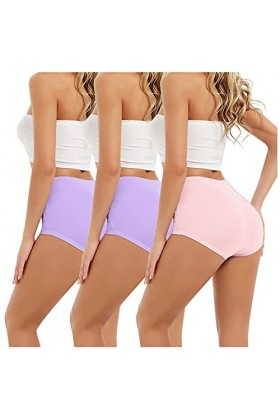 Watopia Lot de 3 slips pour femme en coton et dentelle stretch taille haute doux sous-vêtements hipster confortables respiran