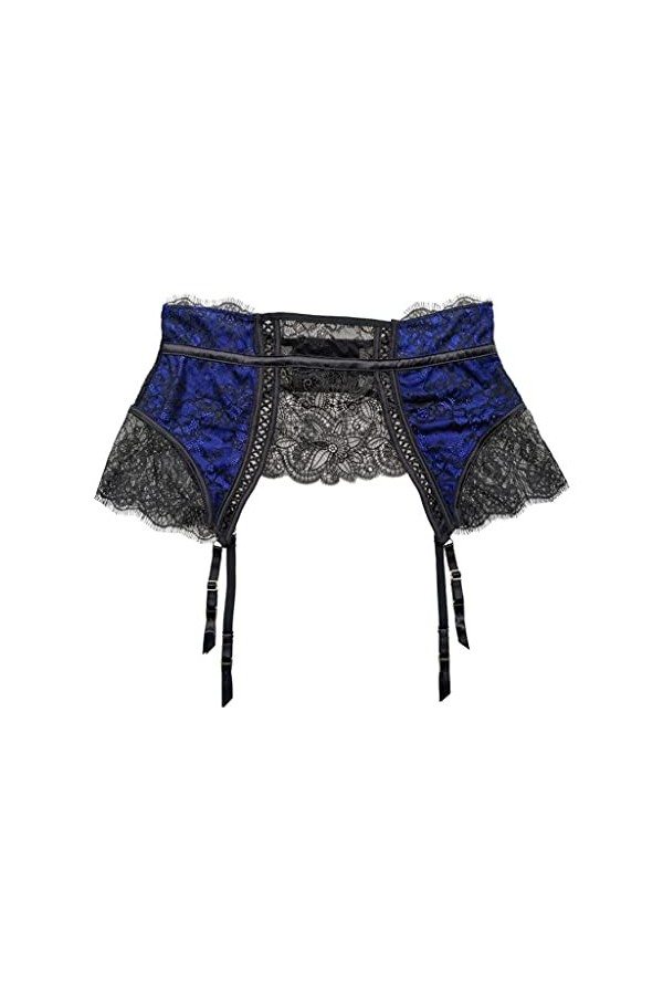 TONZN Bretelles croisées en Dentelle Bleue et Noire pour Femmes, Porte-Jarretelles pour Bas, Clips métalliques, Bretelles, Li
