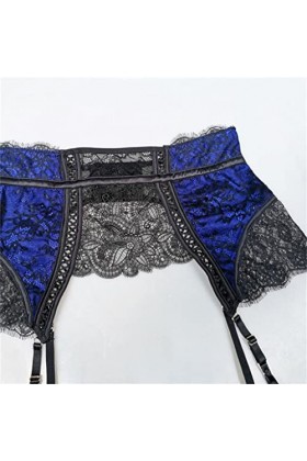 TONZN Bretelles croisées en Dentelle Bleue et Noire pour Femmes, Porte-Jarretelles pour Bas, Clips métalliques, Bretelles, Li