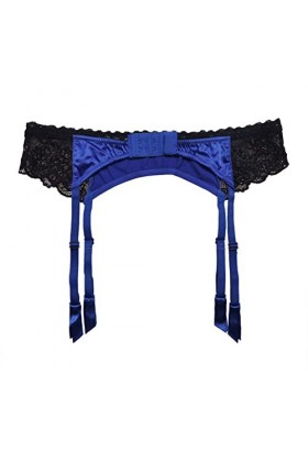 TONZN Bleu Noir Dentelle Satin métal Clips Arc Femmes Sexy jarretière pour Bas Bretelles Cadeau Lingerie sous-vêtements Styl