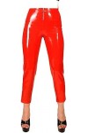 Leggings En Latex Rouge Sexy Avec Fermetures À Glissière Courtes Sur Le Devant Et Fermeture Éclair Au Bas Du Dos Pantalon En 