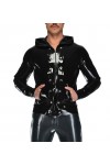 Latex caoutchouc Gummmi noir veste à capuche jeu de rôle partie main personnalisé 0.4mm Cool